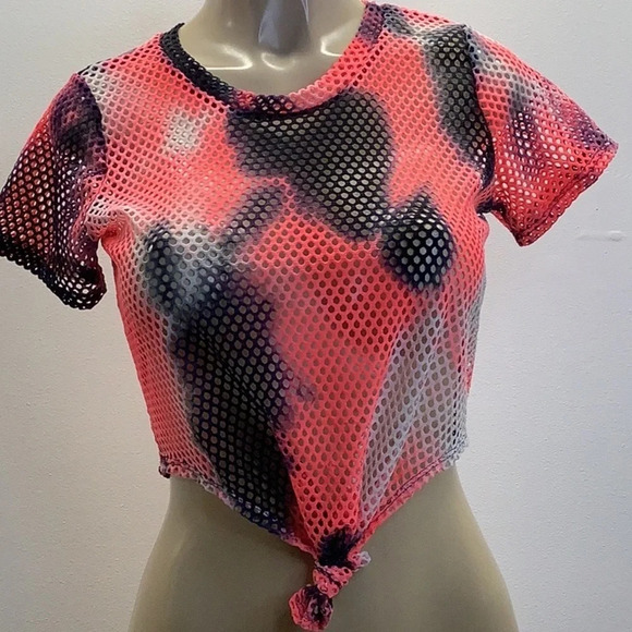 U.O. Size Small Neon Mesh Front Knot Design Crop Top.Made in USA. New - Picture 2 of 4